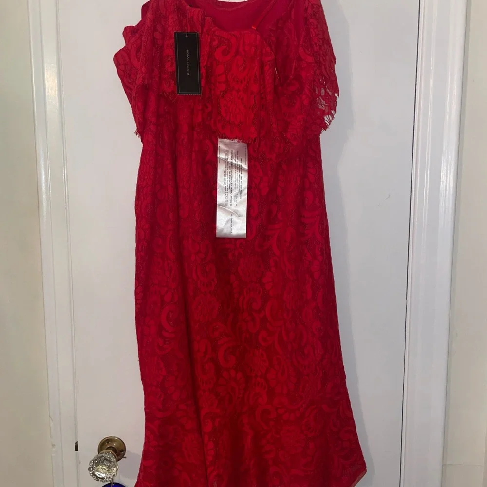 COPY - BCBGMAXAZRIA NWT red off the shoulder lace dress - Picture 3 of 10